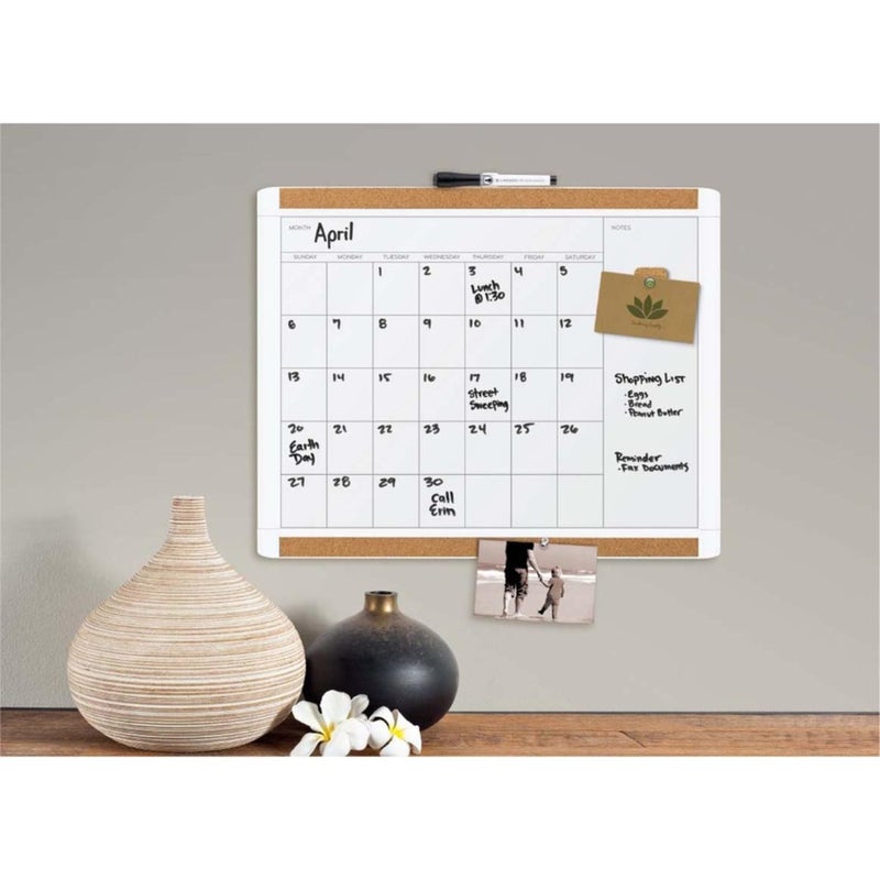U Brands PinIt Combination Dry Erase Board White Board with White Frame, Office Supplies, Includes Marker and Magnet, 16â€ x 20â€ - Image 3